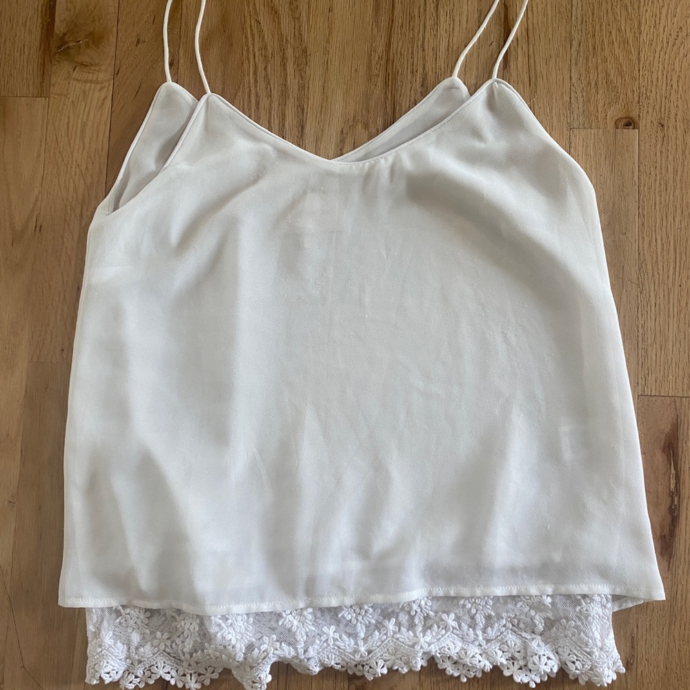Skies Are Blue White Tank w/ Lace Liner
